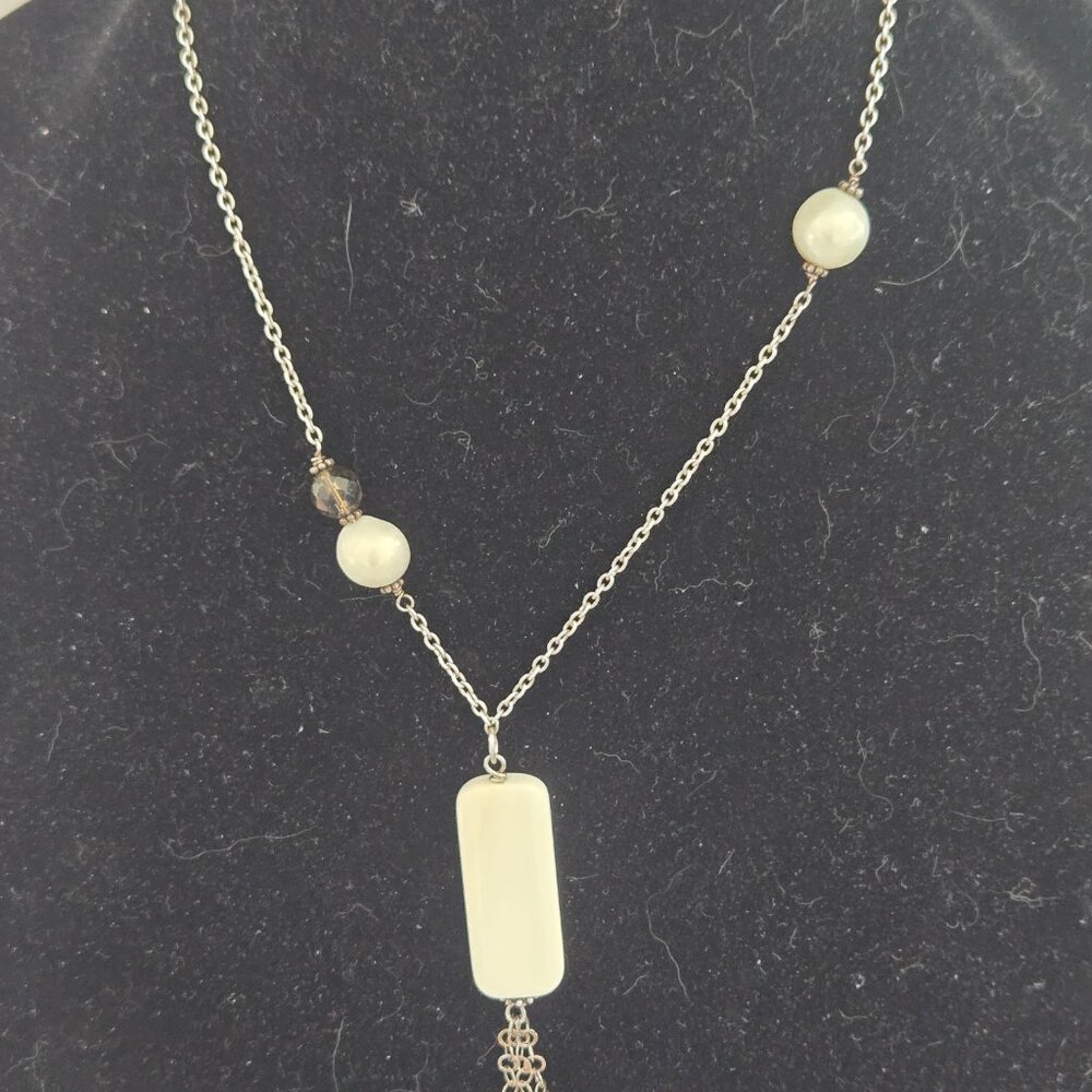 Sterling Silver & Pearl Gemstone Pendant Necklace